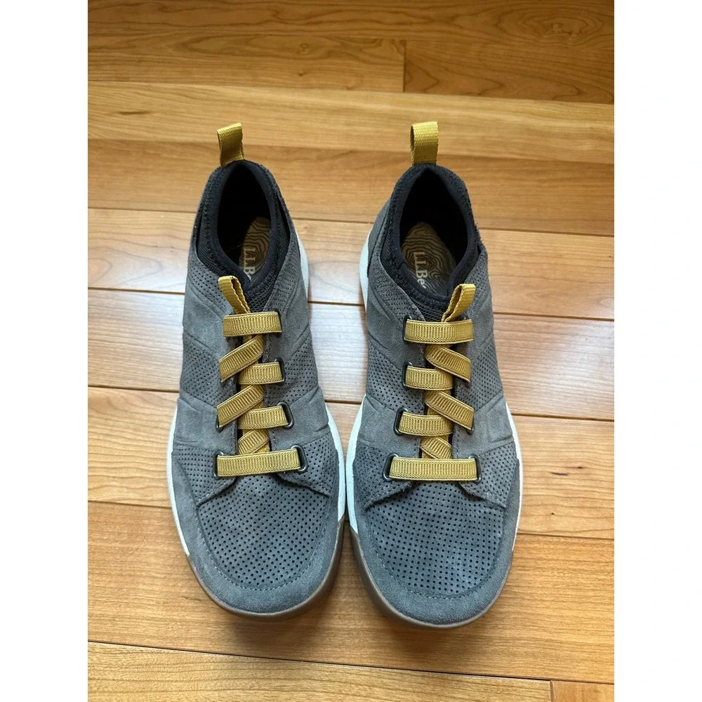 LL Bean Mens Vista Low Lace-Up Grey Suede Sneakers 510058 Size 9.5M